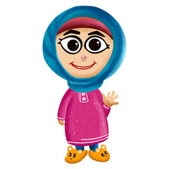 Moslem girl cartoon art illustration design