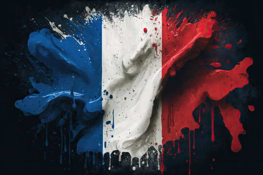 Abstract france flag background with grunge style.