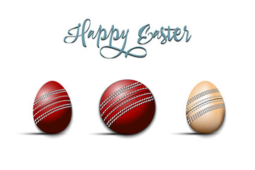 Happy Easter. Eggs shaped cricket balls