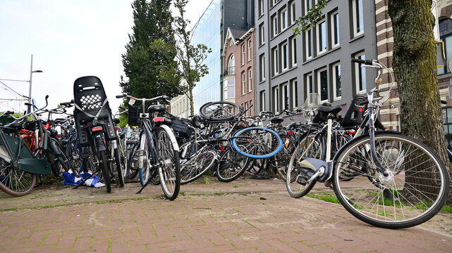 A lot of bicycles gathered in one place in Amsterdam