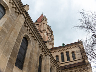 Fototapeta na wymiar St. Francis of Assisi Church exterior details and facade view, Vienna, Austria