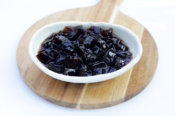 Grass jelly, herbal dessert. Mesona chinensis