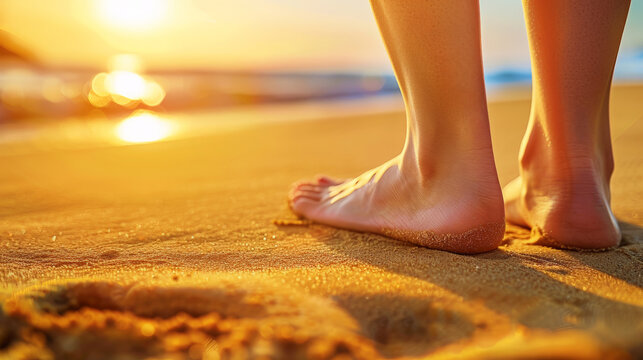 Sandy Sole Serenity: Macro Beach Feet. Generative AI