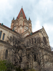 Fototapeta premium St. Francis of Assisi Church exterior details and facade view, Vienna, Austria