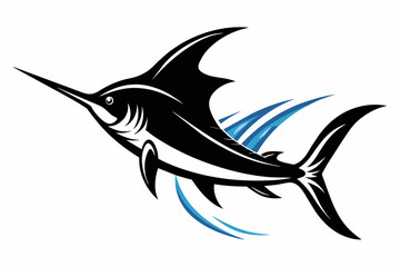  Swordfish silhouette black vector illustration artwork  - obrazy, fototapety, plakaty