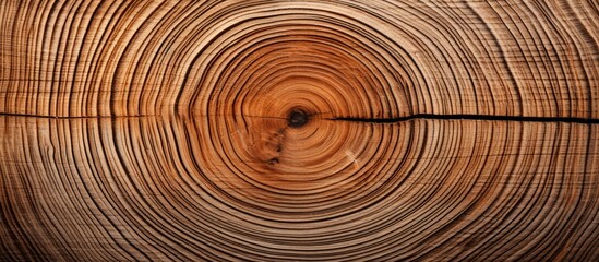 A close-up view of a tree trunk showing a perfect circular cut in the middle - obrazy, fototapety, plakaty