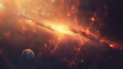 An image of a space scene with planets and stars, AI - obrazy, fototapety, plakaty