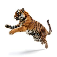 Fototapeta na wymiar Siberian Tiger Jumping. Generative AI