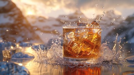 Icy Collision of Drink and Nature's Splendor