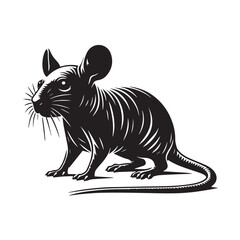 Retro Hairless Rat Silhouettes, Classic Hairless Rat Silhouettes,  Black and White Rat Illustration, Retro Rat Vector, Vintage Hairless Rat Illustration, Vintage Rat Silhouette,  Hairless Rat Silhouet