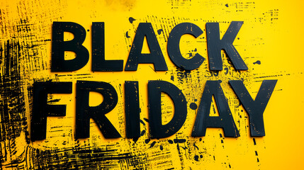 text black friday on a yellow background, black friday composition