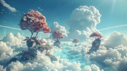 Fantastical Floating Isles:A Dreamscape of Boundless Imagination - obrazy, fototapety, plakaty