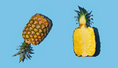 Pattern of pineapple on blue background - 764341109