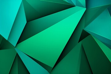 A vivid turquoise and green background with sharp angles