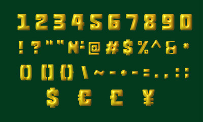 Glossy 3D font in Y2K style: shiny plastic holographic numbers and special characters. Vector elements for social media, web design, posters, collages, apparel, music albums.	