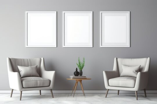 Elegant frame mock-up in a stylish living room