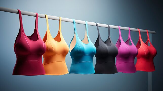 A photo of a modern sports bra in various colors
