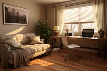 Interior decorator visualizing room designs on a computer