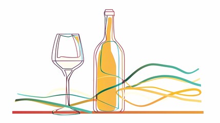 a bottle of wine and a glass of wine, an image for a winery, wine plantations vines