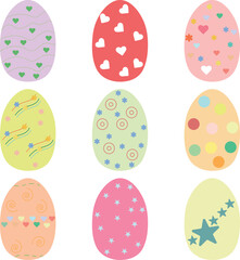 Set of painted Easter eggs on isolated background, Happy Easter