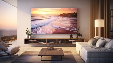 A photo of a sleek wall-mounted flat-screen television