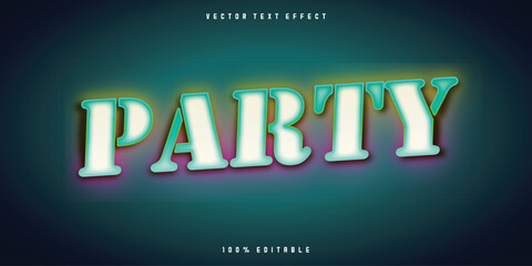 Glowing party neon light, Editable Graphic Style text effect