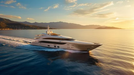 Foto op Canvas A photo of a state-of-the-art motor yacht cruising © Magic Stock