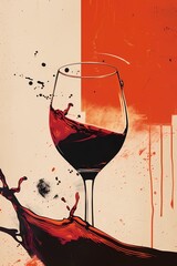 Fototapeta premium a bottle of wine and a glass of wine, an image for a winery, wine plantations vines