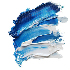 blue and white oil or acrilyc brush stroke isolated  on transparent background