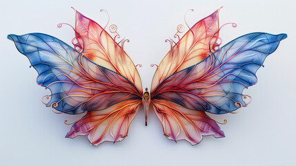 colorful transparent  fantasy fairy wings are isolated on a transparent background for use in your creative projects