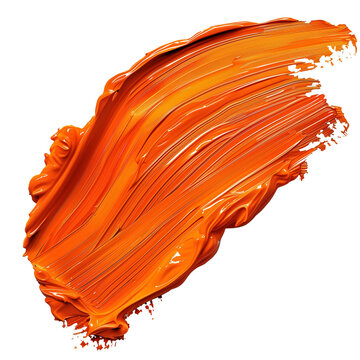 orange oil or acrilyc brush stroke isolated  on transparent background