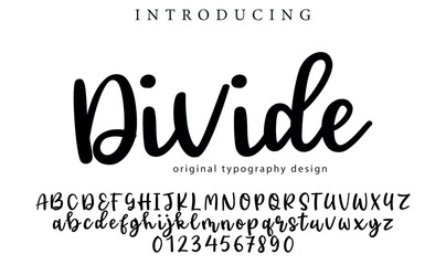 Divide Font Stylish brush painted an uppercase vector letters, alphabet, typeface