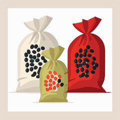 Sacks with white red and black beans healthy natura