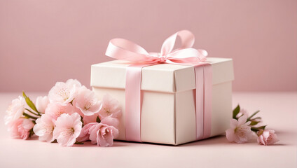 Small elegant present gift box with tiny pale