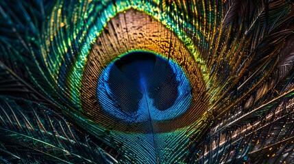 a peacock feather macro photo

