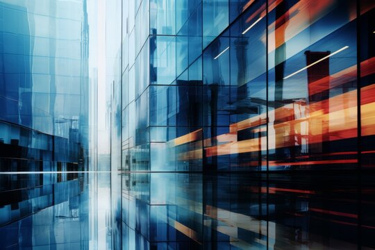 An abstract image of distorted reflections in a glass building, distorting reality