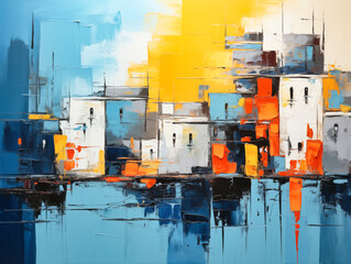 Abstract Paris France cityscape painting, oil on canvas, artistic city background, wall art, wallpaper