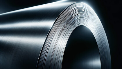 Macro photography of the edge of a steel coil, highlighting the precision cut