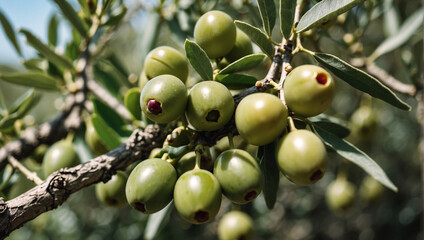 pain Olives on olive tree branch Closeup