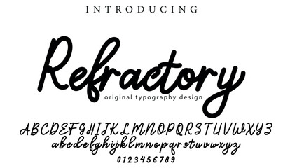 Refractory Font Stylish brush painted an uppercase vector letters, alphabet, typeface - obrazy, fototapety, plakaty