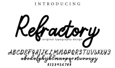 Gordijnen Refractory Font Stylish brush painted an uppercase vector letters, alphabet, typeface © AriefIndra