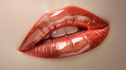 Ultra-glossy lip gloss for a high-shine, plump pout effect on a transparent background.