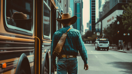 Urban Cowboy: Navigating the City Streets - obrazy, fototapety, plakaty