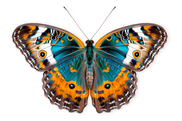 Obraz premium Beautiful Malabar Banded Peacock butterfly isolated on a white background with clipping path