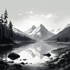 beautiful mountain black and white