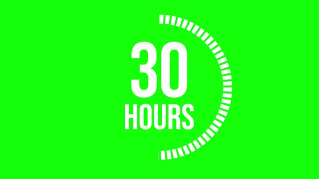 48 hours count 2D animation motion graphics forty eight running numbers counting day, 0 to 48 counting, zero to forty eight. 4K HD video white text with green screen chroma key.