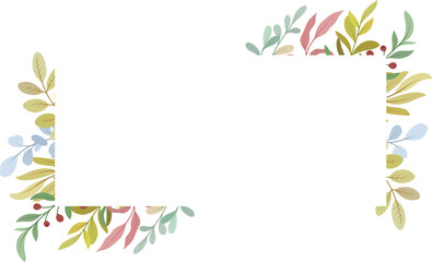 leaves, wild leaves, plant bouquets. Frame decoration with leaves.