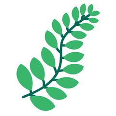 Doodle Branch with Green Leaves