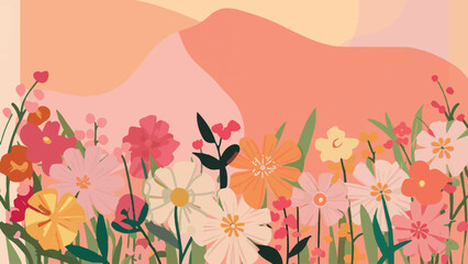 Captivating Floral Border: Stunning Vector Illustration on Peach Pastel Background