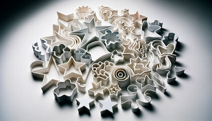 Array of Cookie Cutters Showcasing Diverse Shapes and Designs